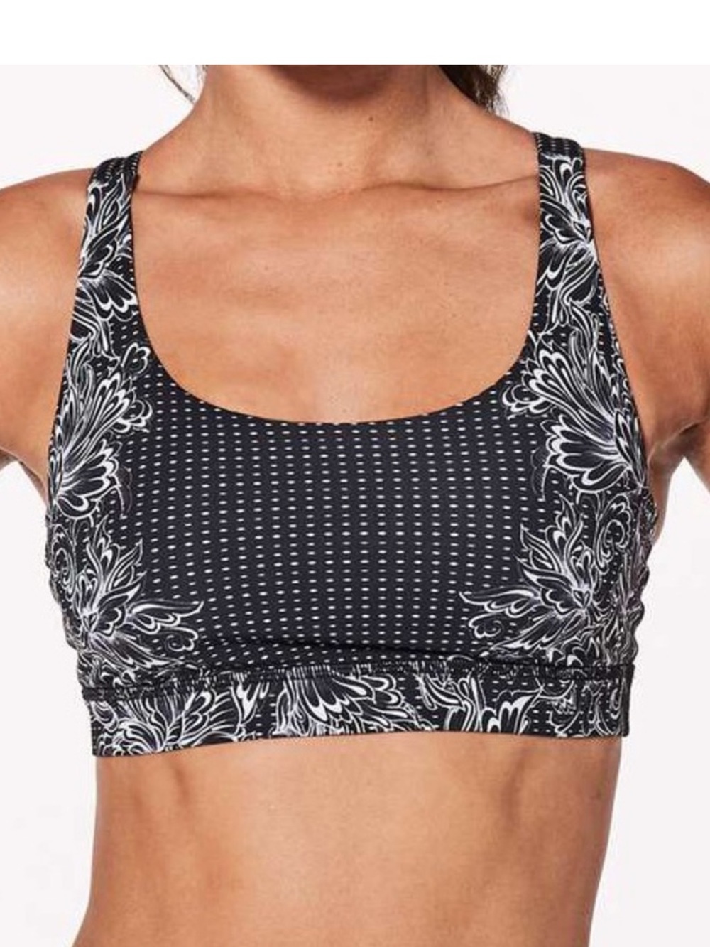 Lululemon Energy Bra Infinity Alpine White Black Floral Sports Bra Sz 6